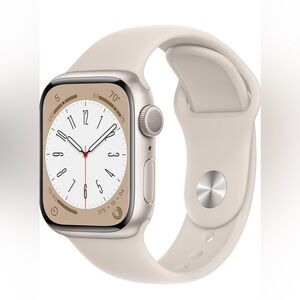 Apple Watch Series 8 GPS, 41mm-Starlight Aluminum Case with Starlight Solo Loop